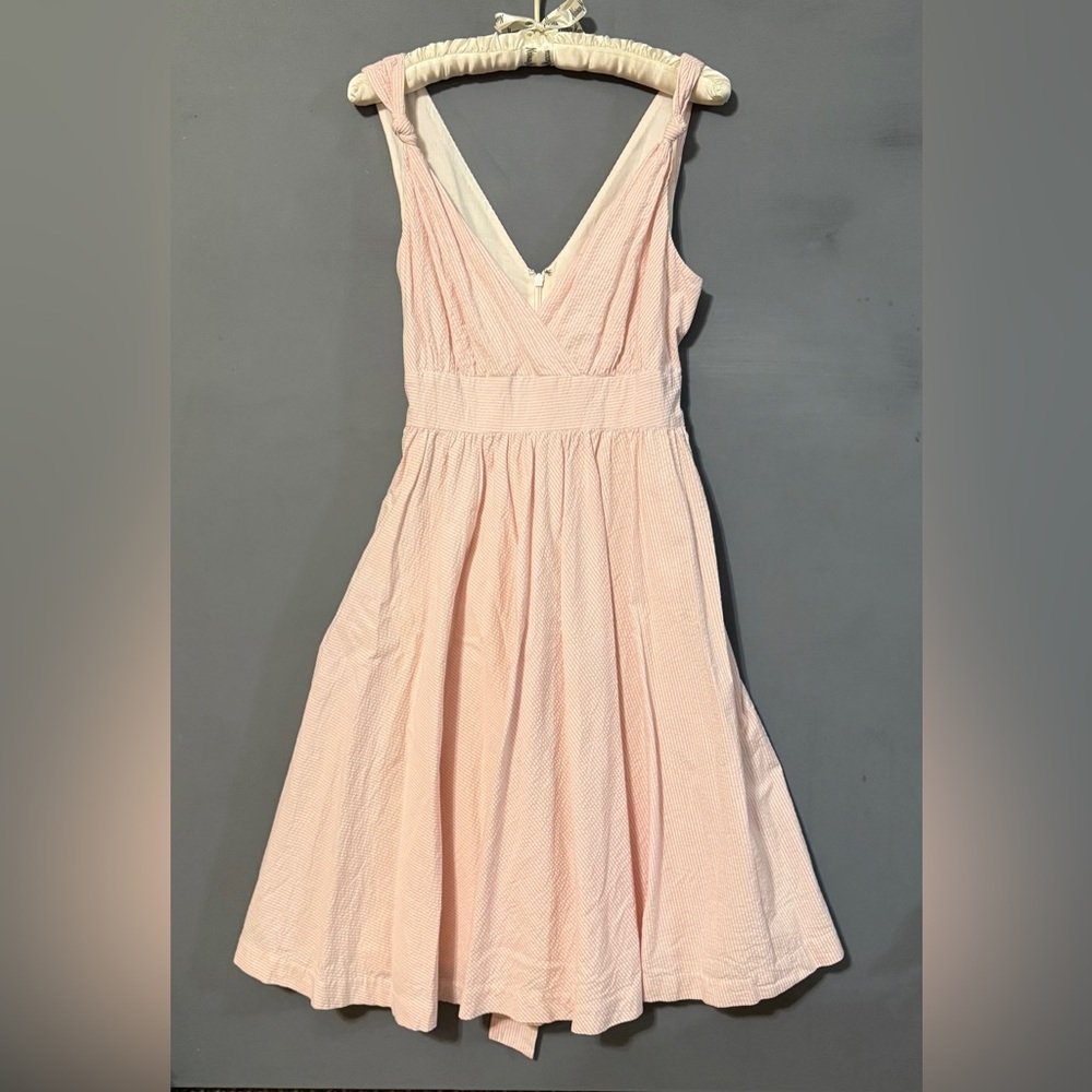 Vineyard Vines 100% Cotton Pink Seersucker Sleeveless Dress Preppy Summer 10